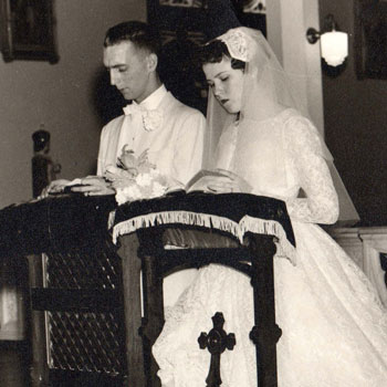 Clarence and Bernadette Kellerman on their wedding day